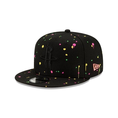 Black Houston Rockets Hat - New Era NBA Neon Splatter 9FIFTY Snapback Caps USA9507861